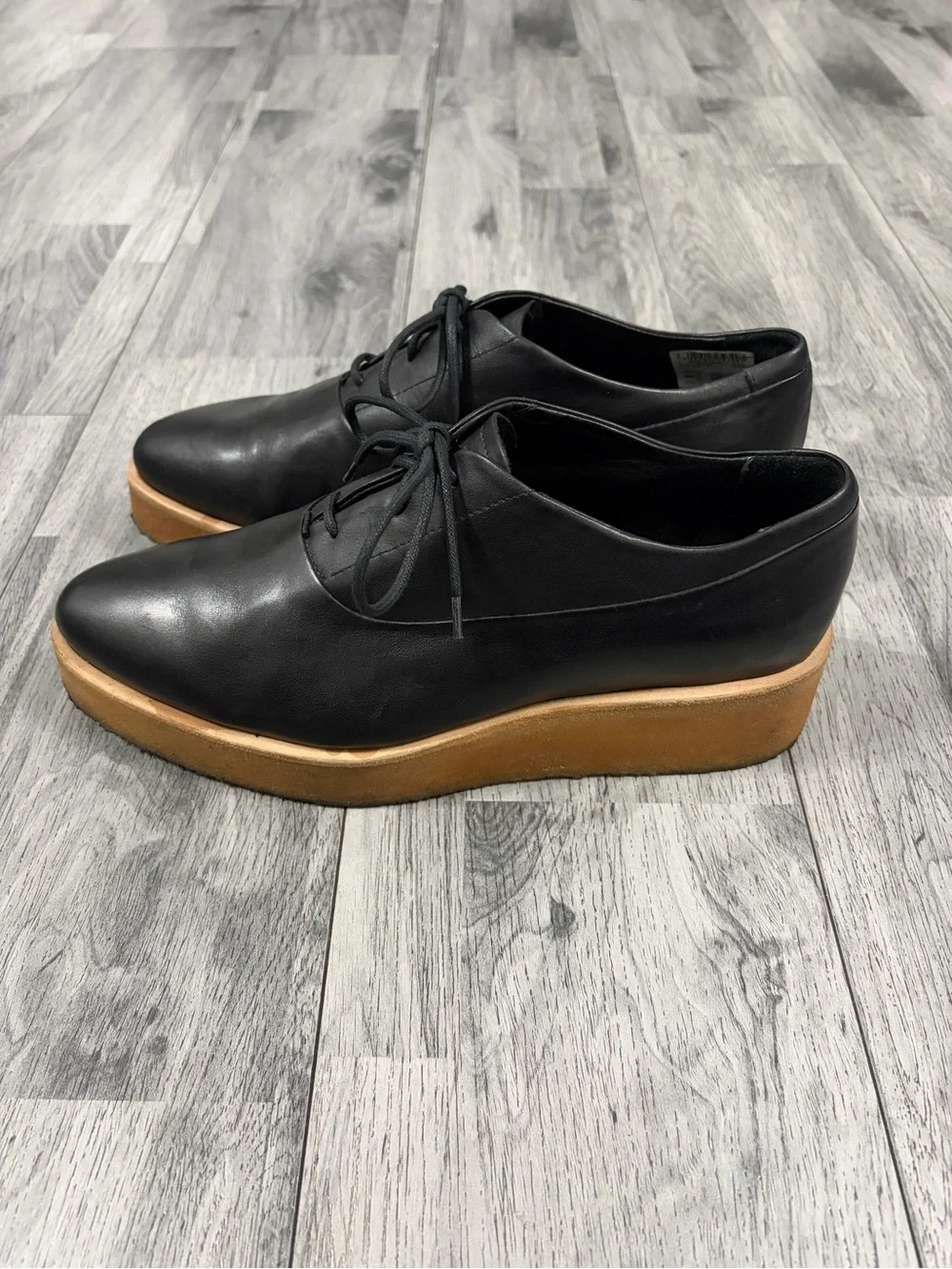 Clarks Originals Made in Italy Ornella Black Leather Derby Crepe Platform
